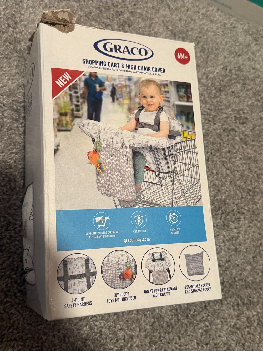 Graco Shopping Cart & High Chair Cover - Gray/White